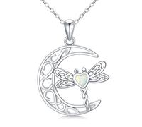 Collana con ciondolo a forma di libellula, in argento Sterling 925, opale bianco, con ciondolo a forma di libellula, idea regalo per donne