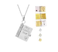 Collana con ciondolo a forma di libro "My Little Star", apribile con 6 pagine di informazioni incise, una lettera per gioielli di mia figlia, regalo di laurea per il primo giorno di scuola, 2.3*1.8cm