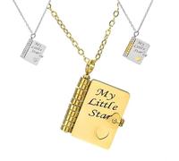 Collana con ciondolo a forma di libro "My Little Star", personalizzabile con nome inciso e apribile, regalo per la mamma per compleanno, gioiello multistrato con messaggio a cuore, ricordo dell'amore
