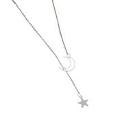 Collana con ciondolo a forma di luna a stella a cinque punte semplice popolare per la collana a forma di Y della luna del pentacolo dell'acciaio inossidabile delle donneAgile e professionale.