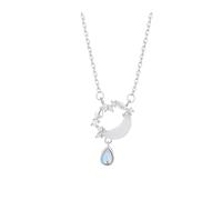 Collana con ciondolo a forma di luna bianca, imitazione giada, catena for clavicola con midollo for donna