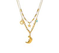Collana con ciondolo a forma di luna, da donna, alla moda, multistrato, da indossare tutti i giorni