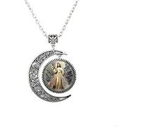 Collana con ciondolo a forma di luna religiosa con Gesù cattolico e medaglietta di Gesù, gioielli artistici