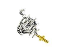 Collana con ciondolo a forma di mano di preghiera e crocifisso, gioiello elegante per appassionati di rock e religiosi amanti del rock, Misura unica, come descritto, come descritto