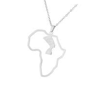 Collana con ciondolo a forma di mappa africana alla moda territorio di paese unisex donna uomo catena da collo mediorientale ciondolo in acciaio inossidabile di collo per lei etnico, ten chain, come