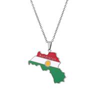 Collana con ciondolo a forma di mappa del Kurdistan, idea regalo, etnica curda, regolabile, stile hip hop, collana etnica curda