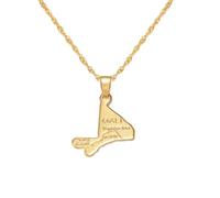 Collana con ciondolo a forma di mappa del Mali, unisex, in acciaio inox