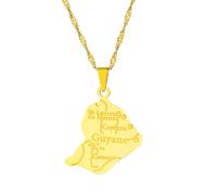 Collana con ciondolo a forma di mappa della Guyana e della città, per donne e uomini, in acciaio inox, accessorio per gioielli