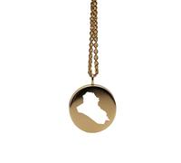 Collana con ciondolo a forma di mappa dell'Iraq in argento sterling 925, ciondolo rotondo per uomo e donna, cavo da 45 cm, souvenir di viaggio, regalo, gioiello minimalista con mappa |LKN_MAP_00427