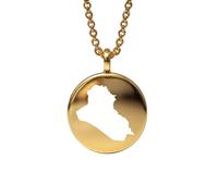 Collana con ciondolo a forma di mappa dell'Iraq in argento sterling 925, ciondolo rotondo per uomo e donna, cavo da 45 cm, souvenir di viaggio, regalo, gioiello minimalista con mappa |LKN_MAP_00494