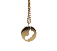Collana con ciondolo a forma di mappa dell'Oman in argento sterling 925, ciondolo rotondo per uomo e donna, cavo da 45 cm, souvenir di viaggio, regalo, gioiello minimalista con mappa |LKN_MAP_00373