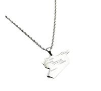 Collana Con Ciondolo A Forma Di Mappa E Bandiera Della Repubblica Di Siria Da Donna E Uomo Catena A Clavicola Con Mappa Retrò Stile Etnico Collana Con Maglione Unico Gioielli Da Regalo Bianco 50Cm