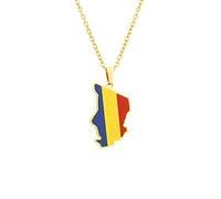 Collana Con Ciondolo A Forma Di Mappa Repubblica Del Ciad - Catena Di Maglione Geometrica Lucida Stile Etnico Gioielli Con Fascino Unisex Patriottico Africano Per Coppia Regalo Catena Clavic