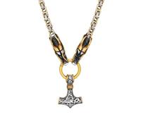 Collana con ciondolo a forma di martello di Thor, con mitologia nordica, colore oro, da uomo islandese