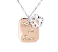 Collana Con Ciondolo A Forma Di Medaglietta Per Animali Domestici A Due Toni Impronte Di Zampe Di Cane Gatto Cucciolo Gattino Che Ti Seguono Per Sempre Placcata In Oro Rosa Argento Sterling .925