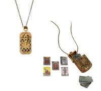Collana con ciondolo a forma di mini carte dei tarocchi, indossabile, vintage, portatile, per divinazione, tarocchi, gioielli, talismano fortunato, regalo per donne e uomini