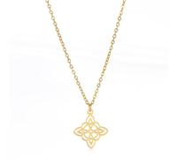 Collana con ciondolo a forma di nodo celtico con quattro angoli portafortuna, per donne, geometria, gioielli, streghe, nodi, clavicola, in acciaio inox, per donne, Misura unica, come descritto, come