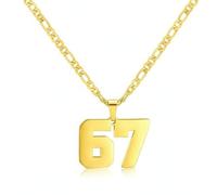 Collana con ciondolo a forma di numero 67, in acciaio inox, con 67 numeri, divertente collana con ciondolo a forma di sei sette meme, regalo per donne e uomini, 1 pezzo, 1PCS, Acciaio inossidabile