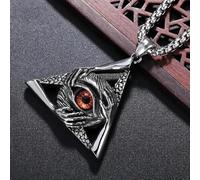 Collana con ciondolo a forma di occhio di diavolo, triangolare, retrò, occhio di Dio, da uomo, alla moda, hip hop, alla moda