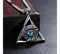 Collana con ciondolo a forma di occhio di diavolo, triangolare, retrò, occhio di Dio, da uomo, alla moda, hip hop, alla moda