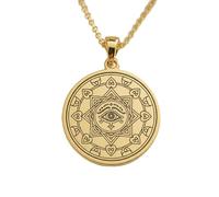 Collana con ciondolo a forma di occhio onniveggente e mandala sacro, realizzata in argento sterling 925 placcato oro, con catena a maglia fine da 45 cm (18"), gioiello per uomo e donna |LKD_EGP_00937