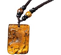 Collana con ciondolo a forma di occhio S, amuleto di cristallo intagliato a mano con cordino nero, gemma naturale, 4 cm x 3 cm, design unisex