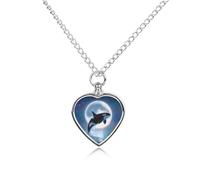 Collana con ciondolo a forma di orca con balena oceanica e luna, per ceneri di animali domestici, cagnolino, cremazione, ricordo commemorativo
