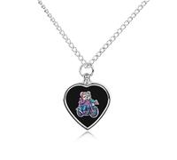 Collana con ciondolo a forma di orsetto sulla motocicletta, per ceneri e cuore, collana commemorativa per animali domestici