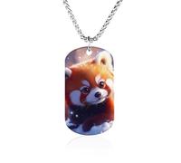 Collana con ciondolo a forma di panda rosso, in titanio, regolabile, per donne e uomini, idea regalo, 23.6in（60cm）, Acciaio al titanio