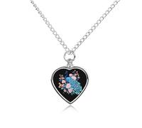 Collana con ciondolo a forma di pavone e peonia, con piuma e urna per ceneri a forma di cuore, collana commemorativa per animali domestici