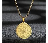 Collana con ciondolo a forma di pentagramma della stregoneria mistica, in acciaio inox, con sigillo di Salomone, pentacolo, Kabbalah, amuleto