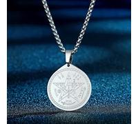 Collana con ciondolo a forma di pentagramma della stregoneria mistica, in acciaio inox, con sigillo di Salomone, pentacolo, Kabbalah, amuleto