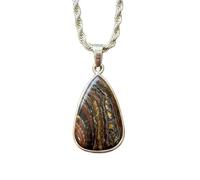 Collana con ciondolo a forma di pera in argento sterling 925 con opale naturale, catena a maglia fine, gioiello creativo fatto a mano per aumentare l'energia e la fiducia in se stessi |LK_SGMP_0073