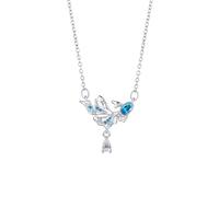 Collana con ciondolo a forma di pesce blu sintetico, in acciaio inox placcato argento, regalo adatto per donne, mogli e madri di figlie per festa della mamma, compleanno e anniversario