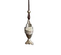 Collana con ciondolo a forma di pesce segmentato da donna, delicata collana regolabile in pelle scura con ciondolo a forma di pesce intagliato in due tonalità, gioiello retrò ispirato all'oceano per