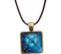 Collana con ciondolo a forma di piramide con cielo stellato che si illumina al buio, per feste, uso quotidiano, idea regalo, bella e pratica