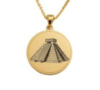 Collana con ciondolo a forma di piramide di Chichen Itza, realizzata in argento sterling 925 placcato oro, con catena a maglia fine da 45 cm. Gioielli fatti a mano per uomo e donna |LKD_EGP_00723