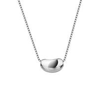 Collana con ciondolo a forma di pisello, Collana con catena in rame tono argento, Collana con ciondolo a fagiolo liscio per donna abbigliamento casual quotidiano