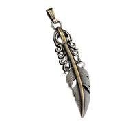Collana con ciondolo a forma di piuma decorata in acciaio inossidabile 60x13mm placcato oro, senza catena, realizzata a mano per uomo e donna, gioiello significativo con simbolo di potere |LK_SSC_0315