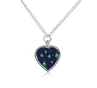 Collana con ciondolo a forma di piuma di pavone per ceneri a forma di cuore, collana commemorativa per animali domestici
