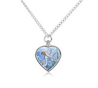Collana con ciondolo a forma di polpo blu dell'oceano per ceneri a forma di cuore, collana commemorativa per animali domestici