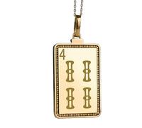 Collana con ciondolo a forma di quattro tessere di bambù incise con motivo Mahjong, realizzata in argento sterling 925 placcato oro, con catena a maglia fine da 18 pollici. Gioielli |LKD_EGP_00419