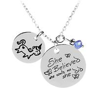 Collana con ciondolo a forma di scritta "She Believed She Could So She Did", catenina per clavicola, da donna