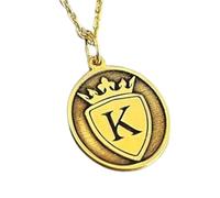 Collana con ciondolo a forma di scudo in rilievo, realizzata in argento sterling 925 con placcatura in oro, catena a maglia da 45 cm, ciondolo rotondo per gioielli unisex fatti a mano |LK_EMBO_00317