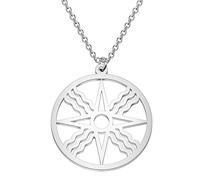Collana con ciondolo a forma di simbolo di Shamash in acciaio inossidabile, 3
