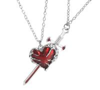 Collana con ciondolo a forma di spada e cuore, collana gotica abbinata, regalo romantico per gli amanti dei gioielli per lei, Misura unica, Rame, Nessuna pietra preziosa