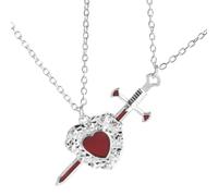 Collana con ciondolo a forma di spada e cuore, collana gotica abbinata, regalo romantico per gli amanti dei gioielli per lei, Misura unica, Rame, Nessuna pietra preziosa