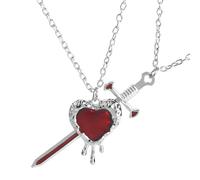 Collana con ciondolo a forma di spada e cuore, collana gotica abbinata, regalo romantico per gli amanti dei gioielli per lei, Misura unica, Rame, Nessuna pietra preziosa