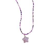 Collana con ciondolo a forma di stella a cinque punte, girocollo con perline colorate, collana corta Y2K, per donne e ragazze con perline a stella, Misura unica, come descritto, come descritto