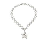 Collana con ciondolo a forma di stella con chiusura a forma di stella, in argento e oro, unisex, design a forma di clavicola, per regalare una collana con ciondolo a forma di stella, One Size, come